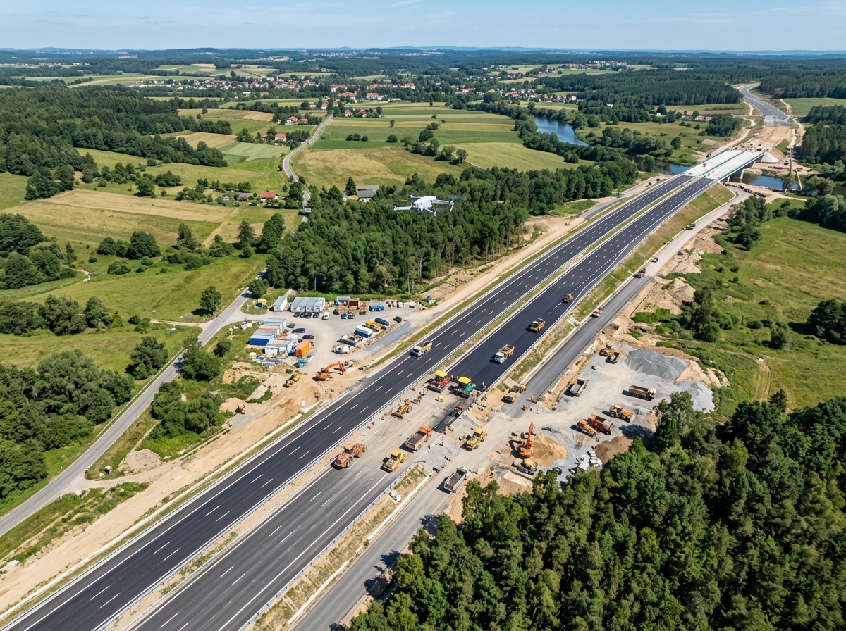 Drone surveying road construction